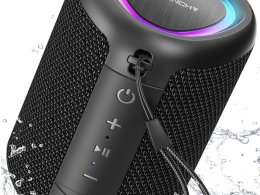 Portable Bluetooth Speaker with Lights, Powerful Crystal Clear Sound, IPX5 Waterproof, All Day Playtime, AUX&TF-Card Input, Bluetooth 5.3, TWS Paring, Small Wireless Speaker for Outdoor, Gift Ideas